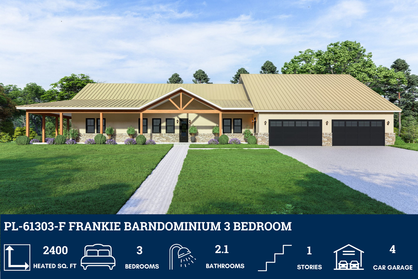PL-61303-F Frankie Barndominium House Plan