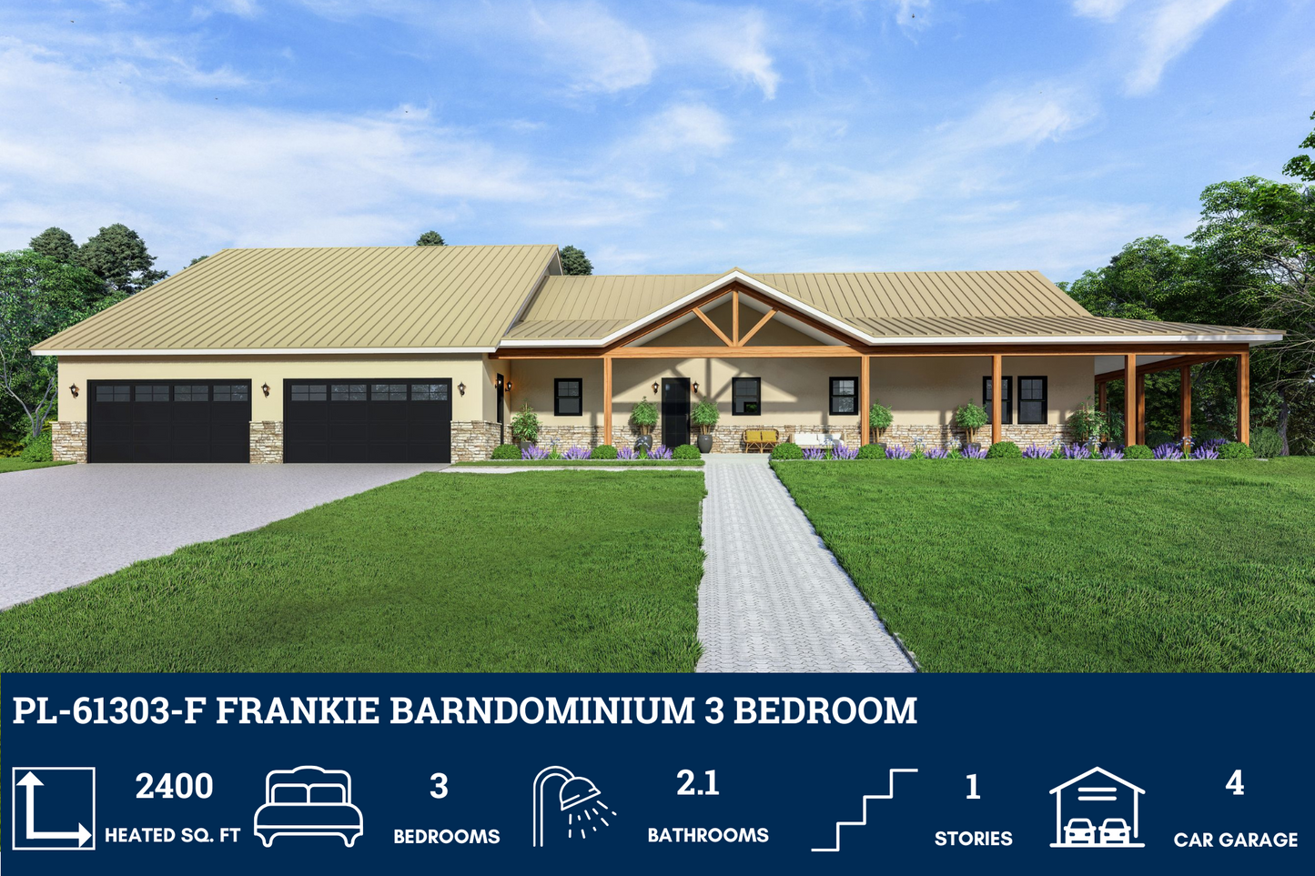 PL-61303-F Frankie Barndominium House Plan
