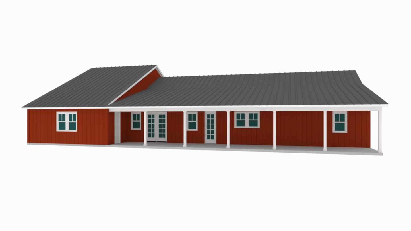 PL-61313-F Fox Barndominium House Plan