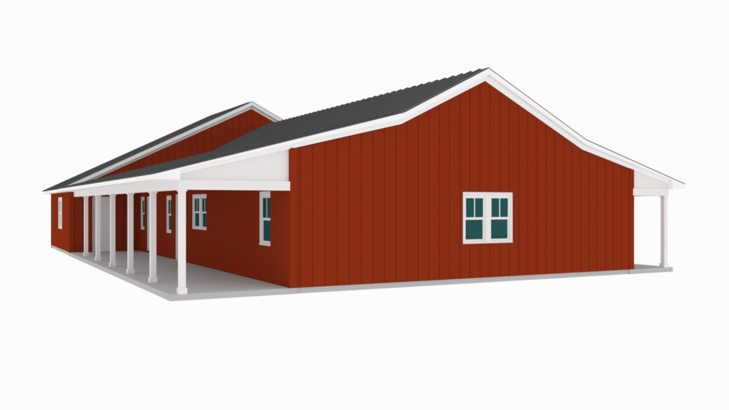 PL-61313-F Fox Barndominium House Plan
