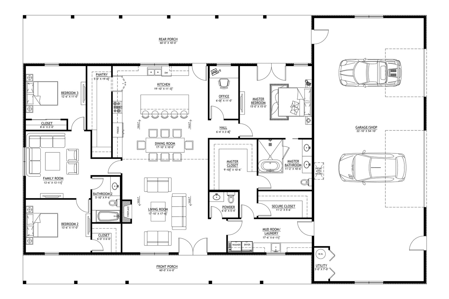 PL-61313-F Fox Barndominium House Plan
