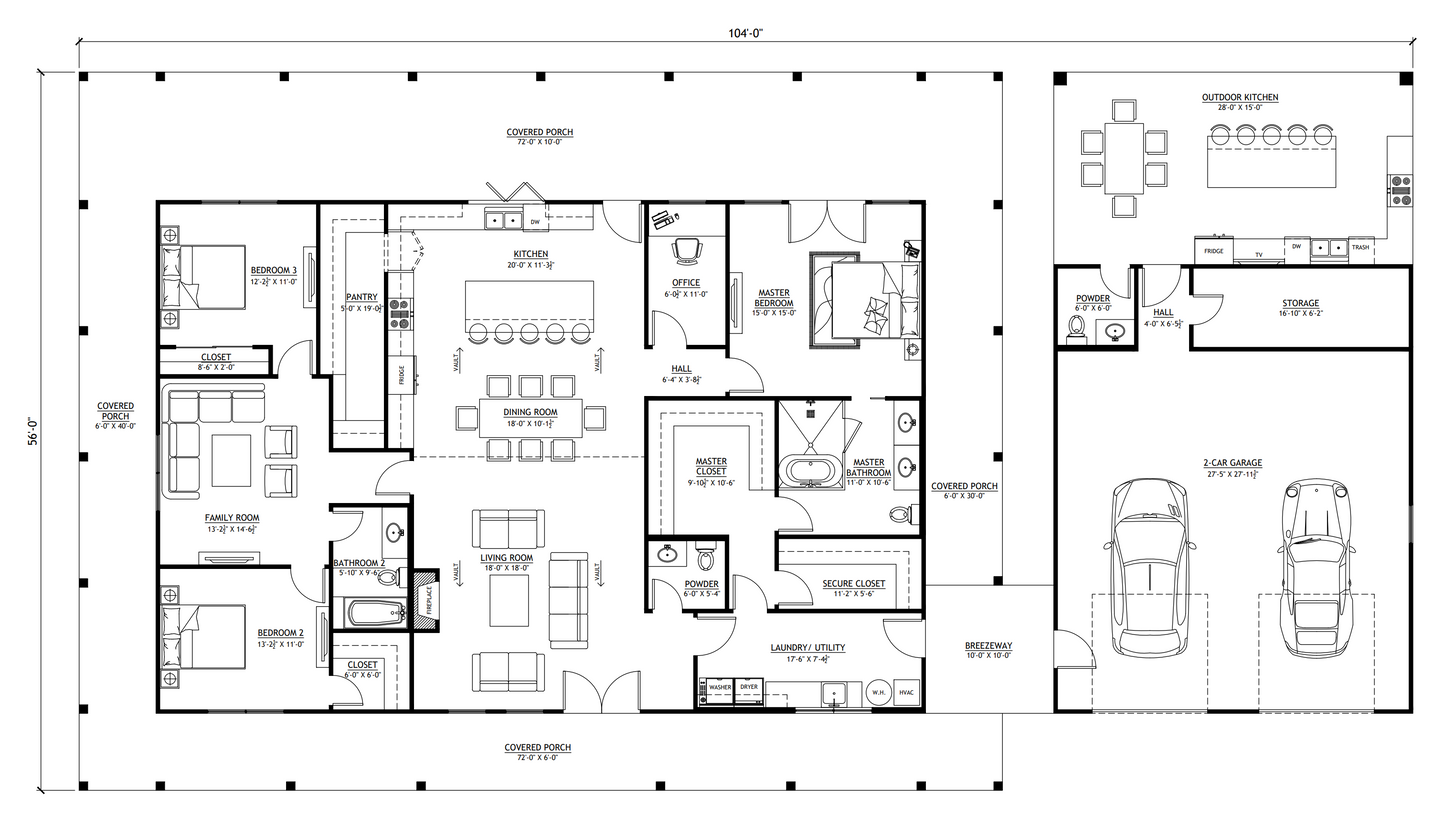 PL-61313-N Nathan Barndominium House Plan