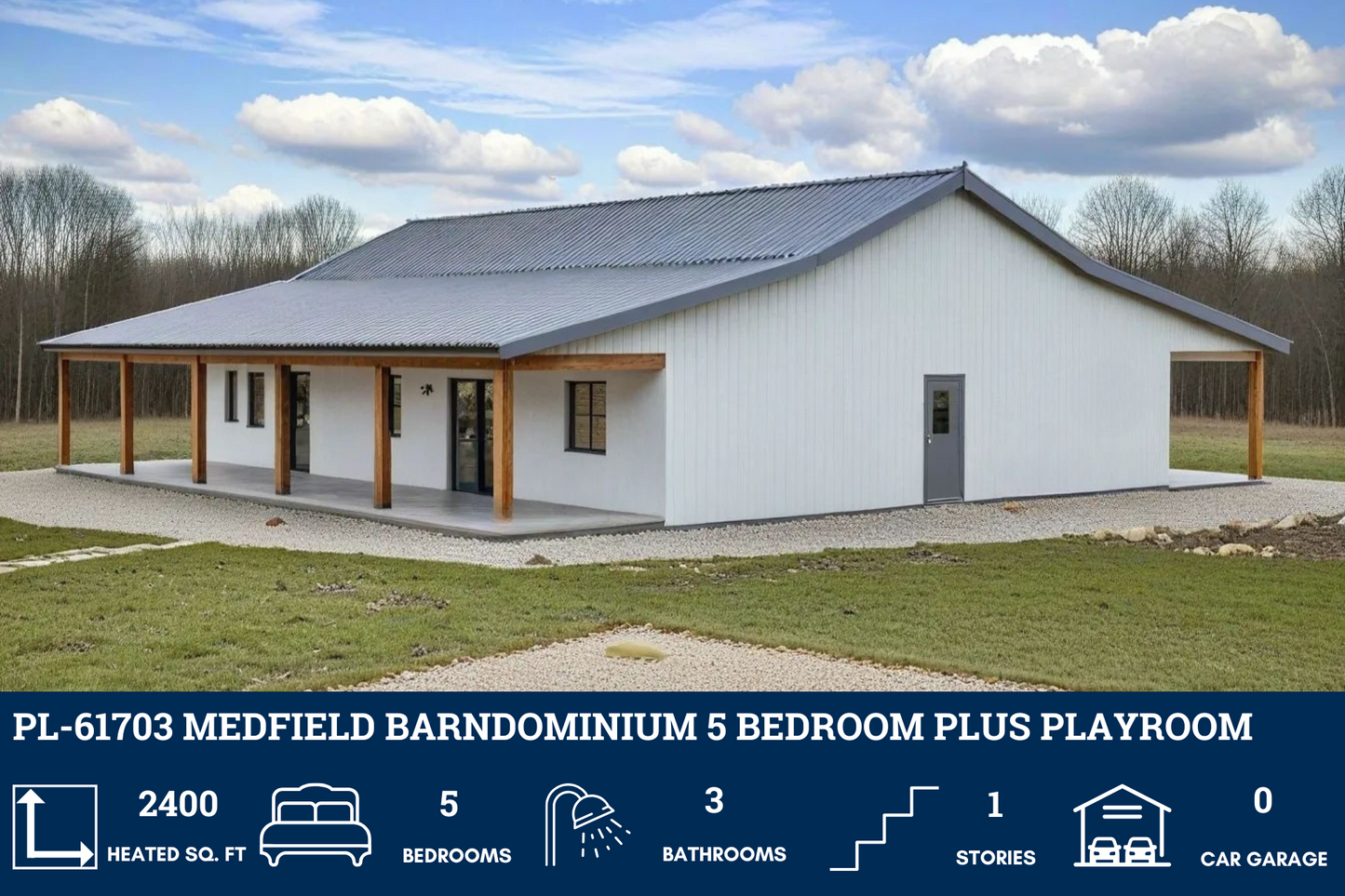 PL-61703 Medfield Barndominium House Plan