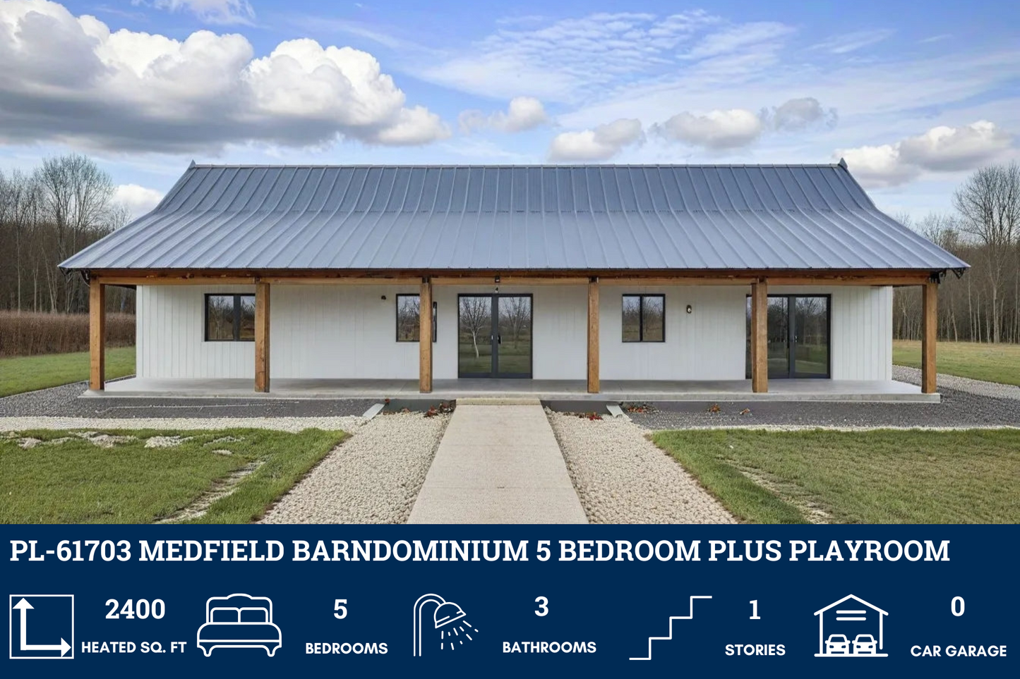 PL-61703 Medfield Barndominium House Plan
