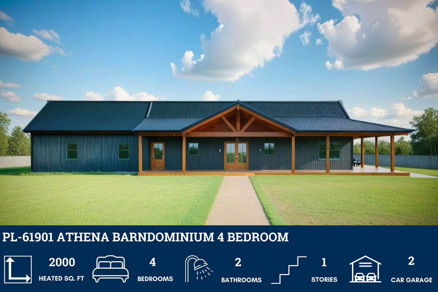 PL-61901 Athena Barndominium House Plan