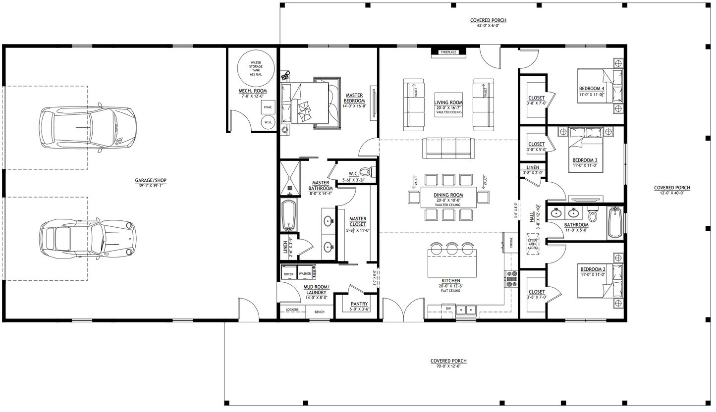 PL-61901 Athena Barndominium House Plan