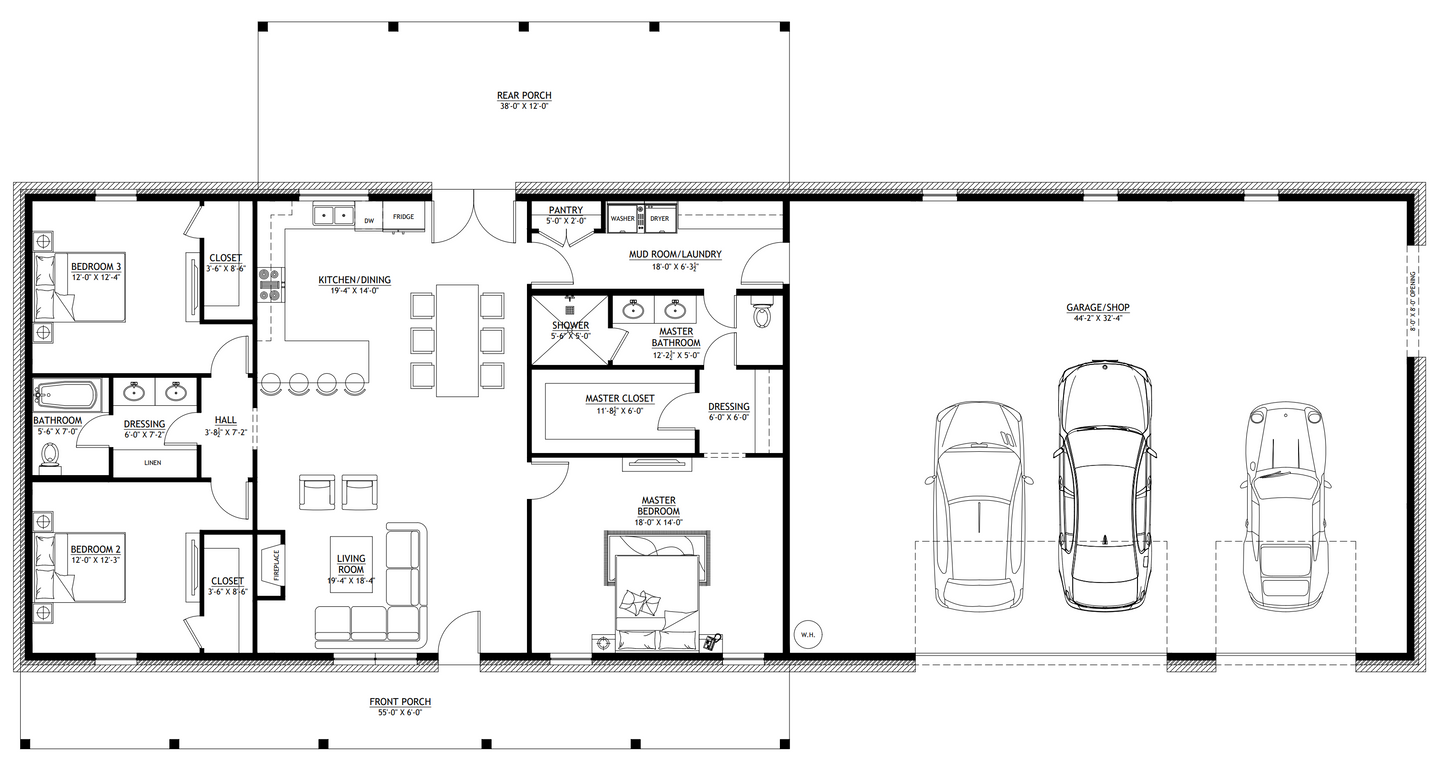 PL-62001 Greenbrush Barndominium House Plan