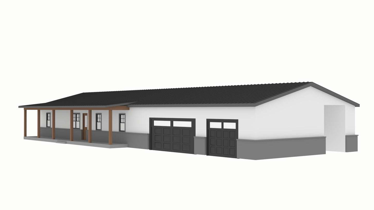 PL-62001 Greenbrush Barndominium House Plan