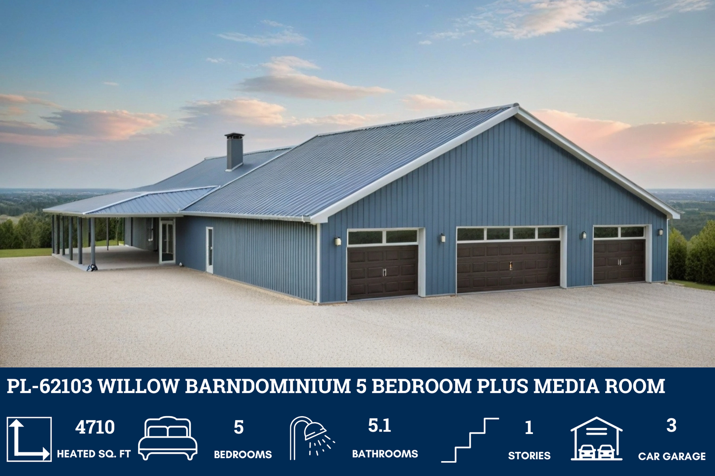 PL-62103 Willow Barndominium House Plans