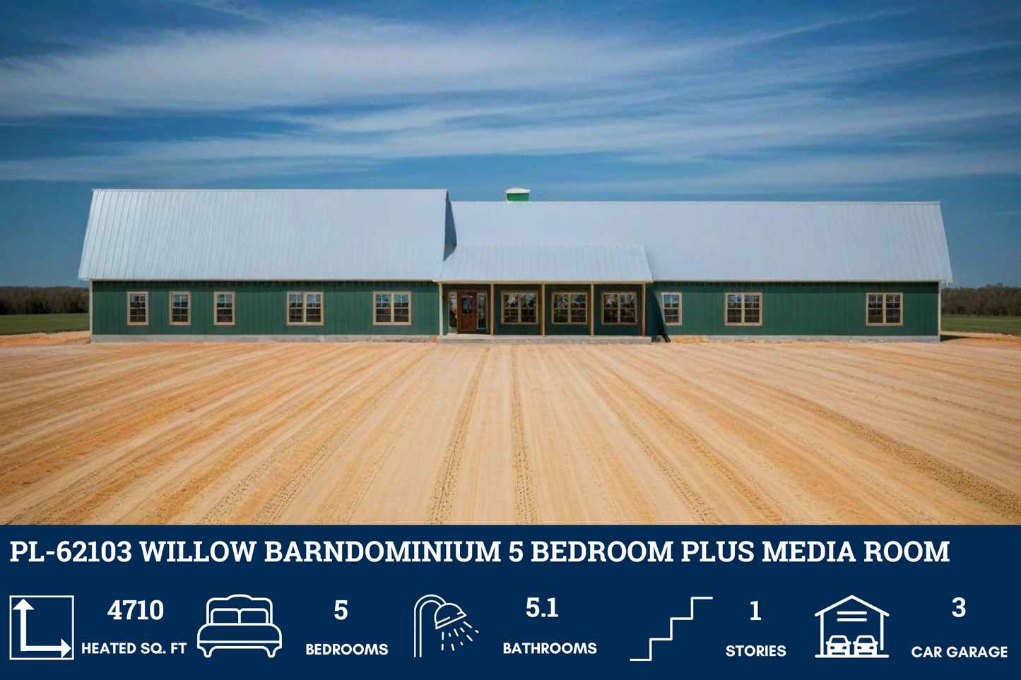 PL-62103 Willow Barndominium House Plans