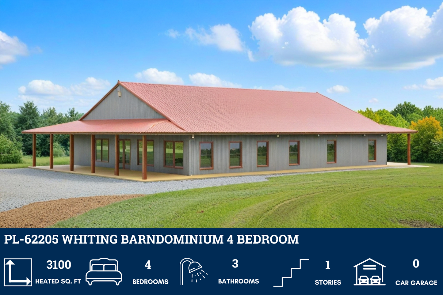 PL-62205 Whiting Barndominium House Plan