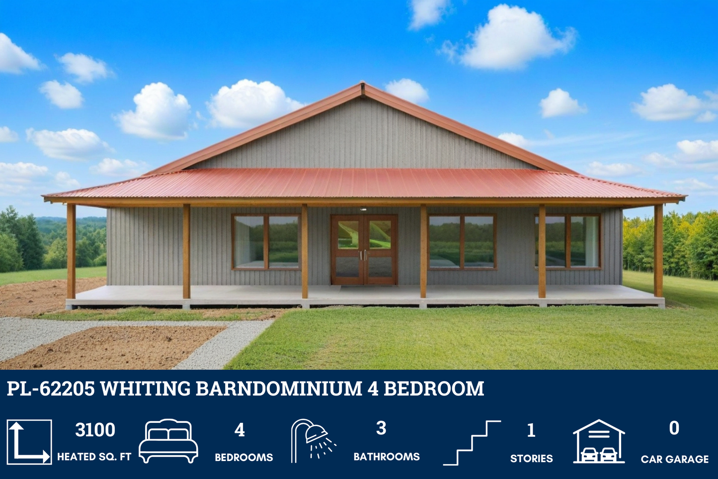 PL-62205 Whiting Barndominium House Plan