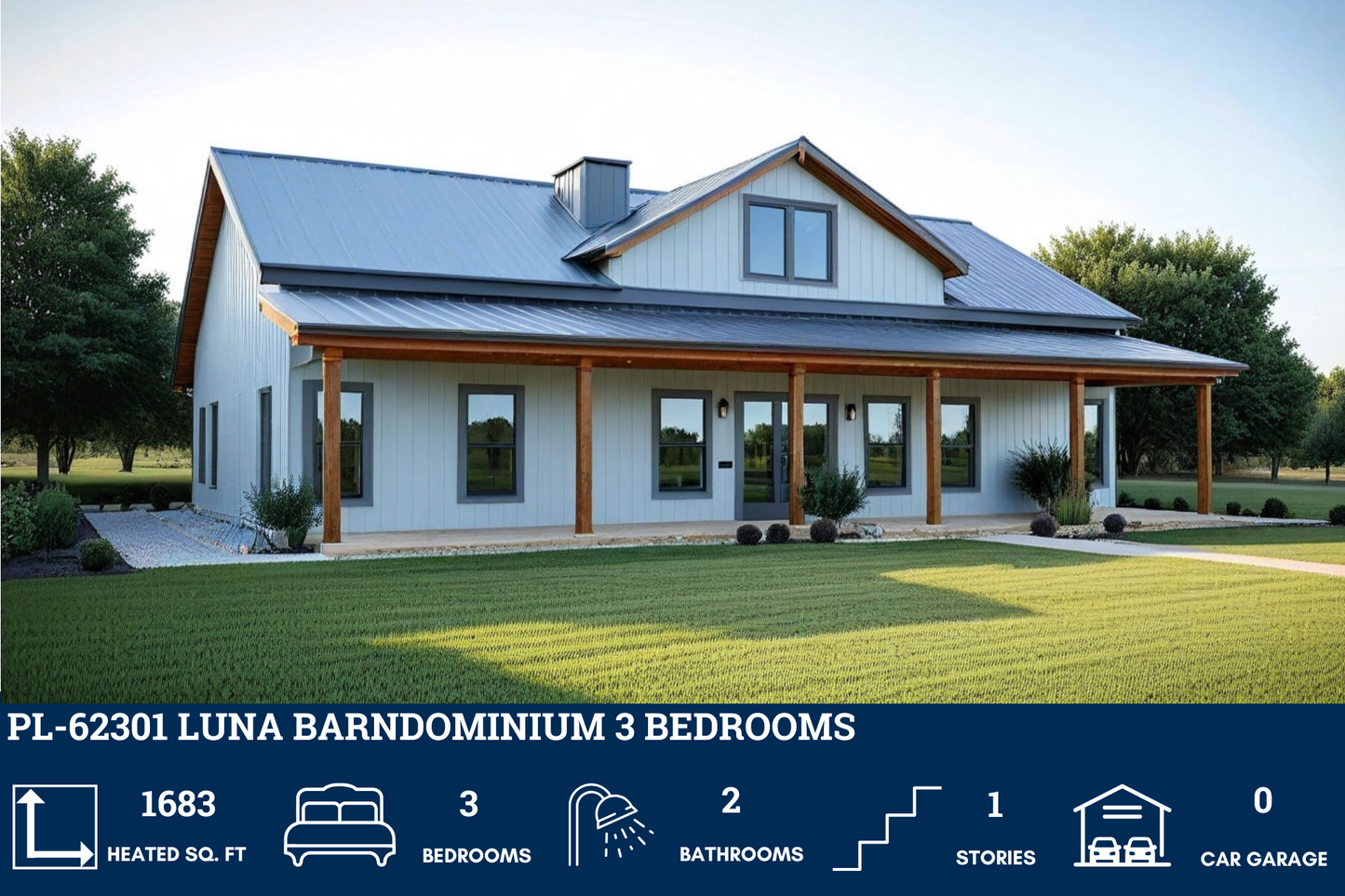 PL-62301 Luna Barndominium House Plan