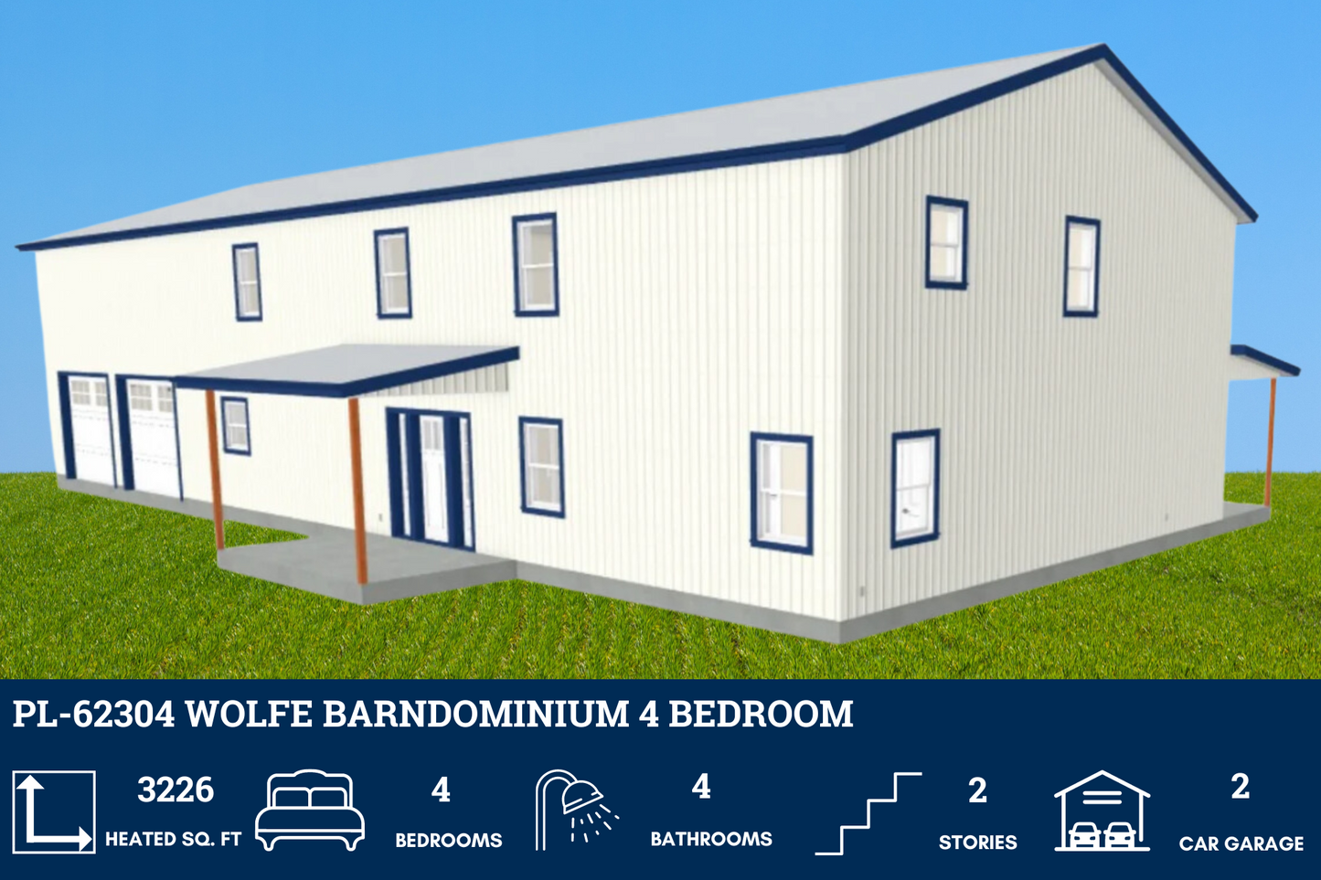 PL-62304 Wolfe Barndominium House Plans