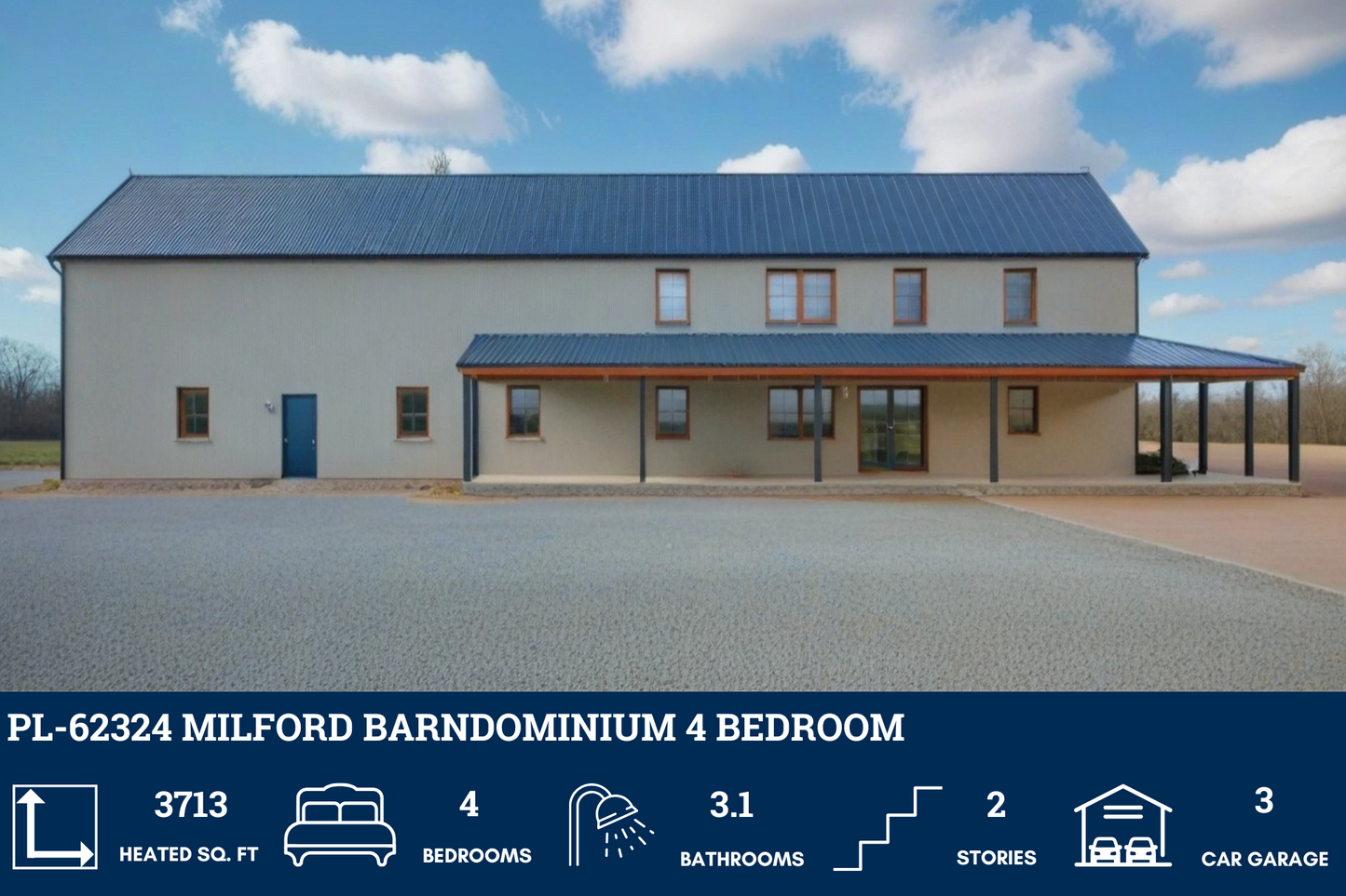 PL-62324 Milford Barndominium House Plan
