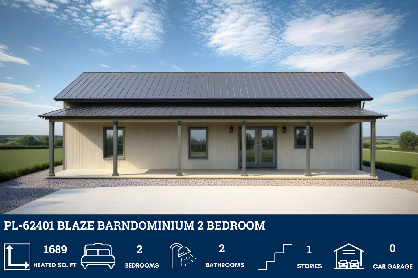 PL-62401 Blaze Barndominium House Plan