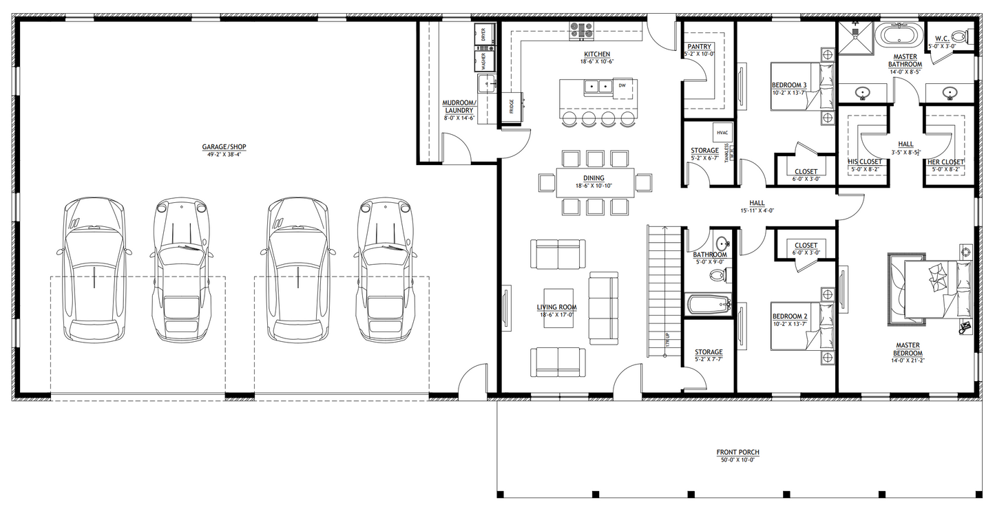 PL-62504 Cameron Barndominium House Plan
