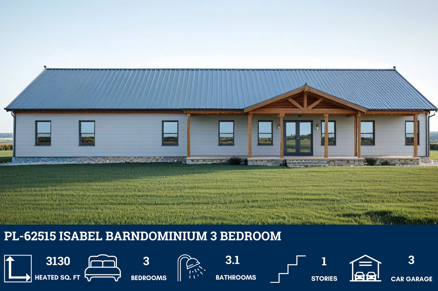 PL-62515 Isabel Barndominium House Plan