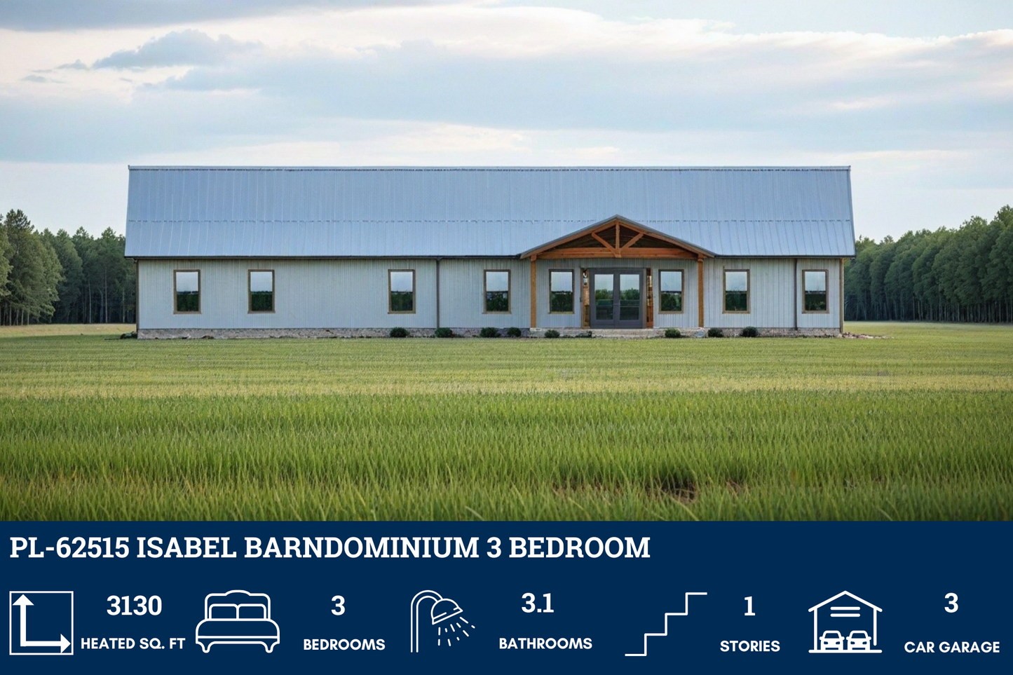 PL-62515 Isabel Barndominium House Plan