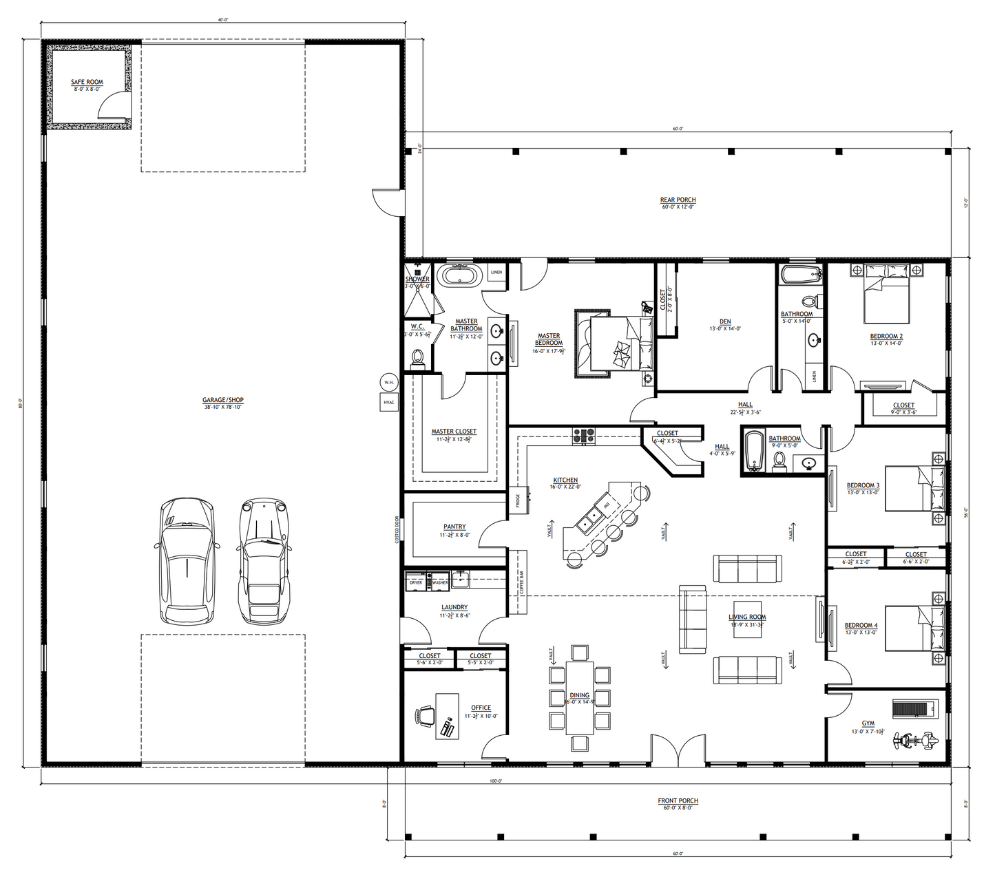 PL-62519-B Bellweather Barndominium House Plan