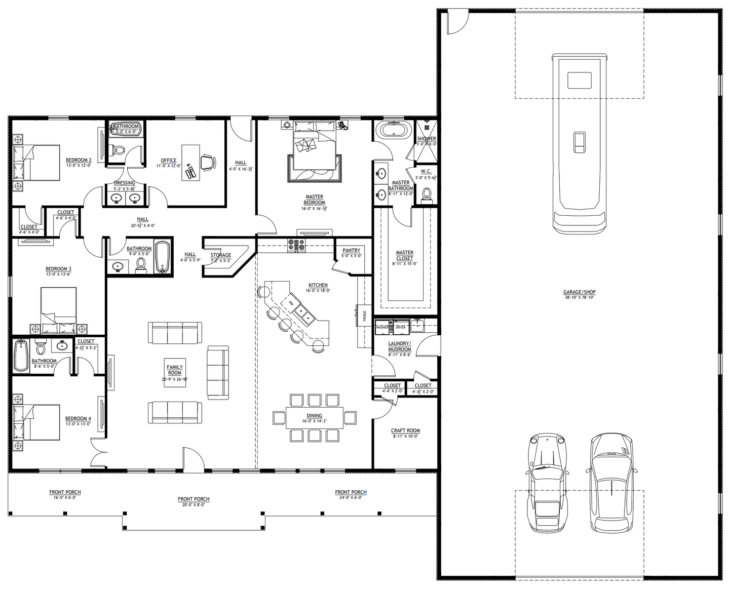PL-62519 Walter Barndominium House Plan