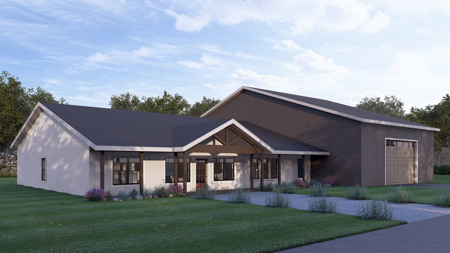 PL-62519 Walter Barndominium House Plan