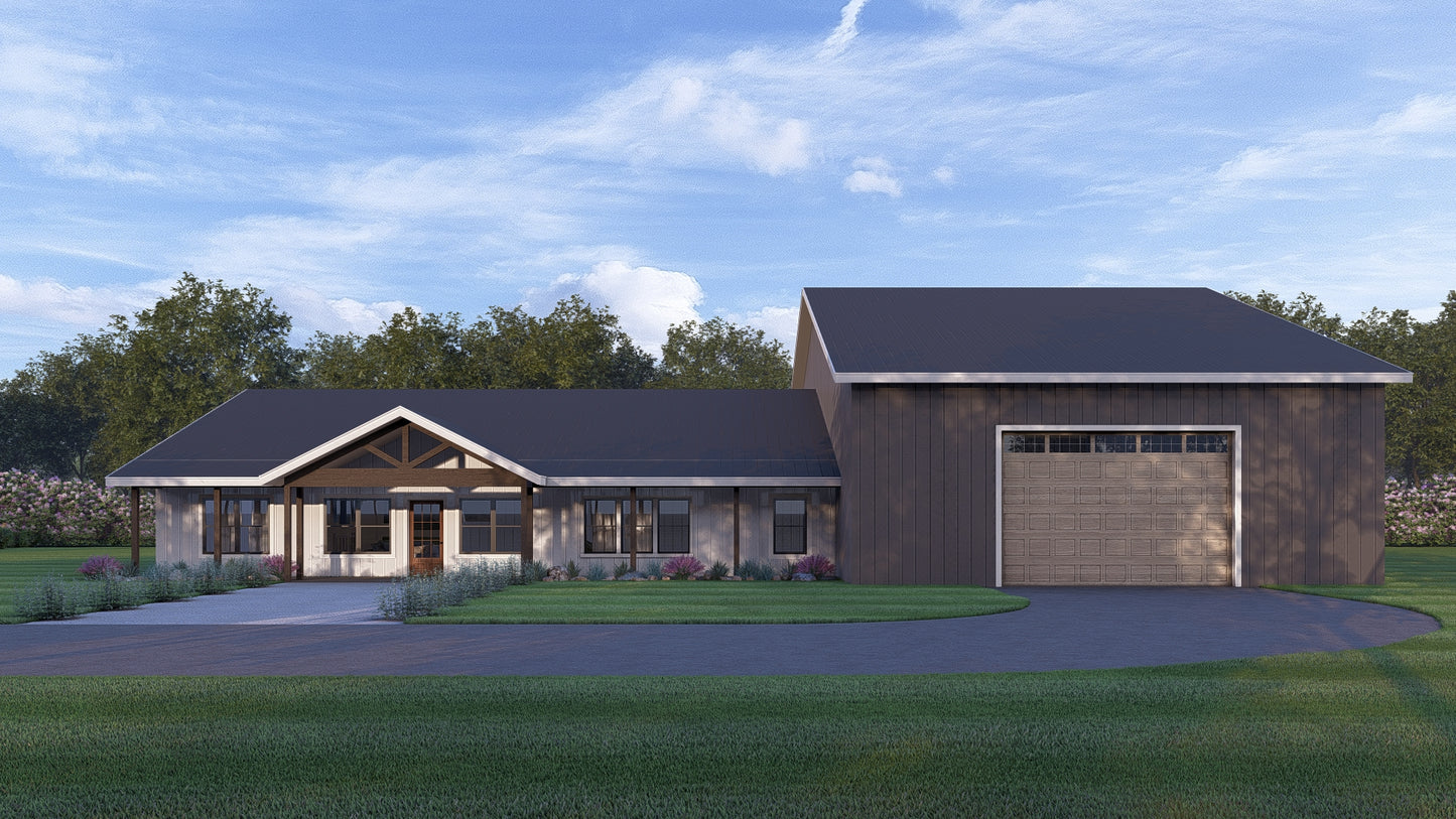 PL-62519 Walter Barndominium House Plan