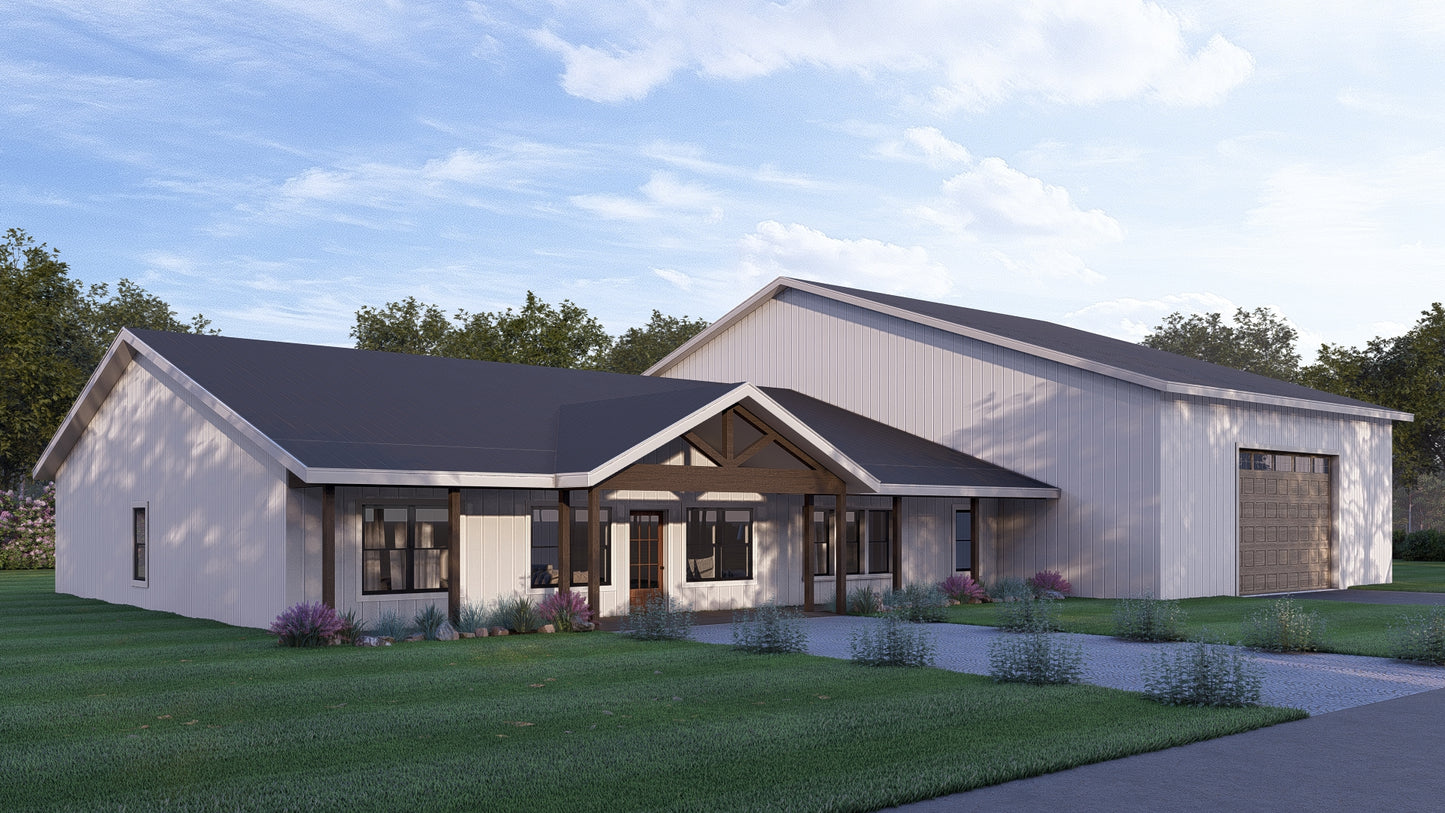 PL-62519 Walter Barndominium House Plan