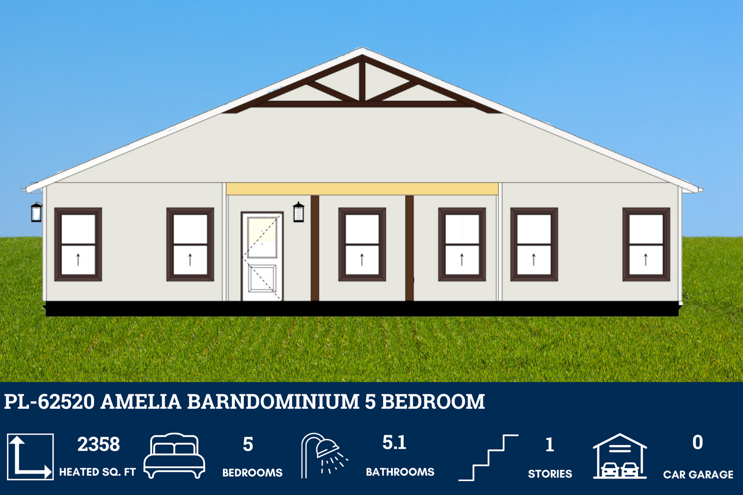 PL-62520 Amelia Barndominium House Plan
