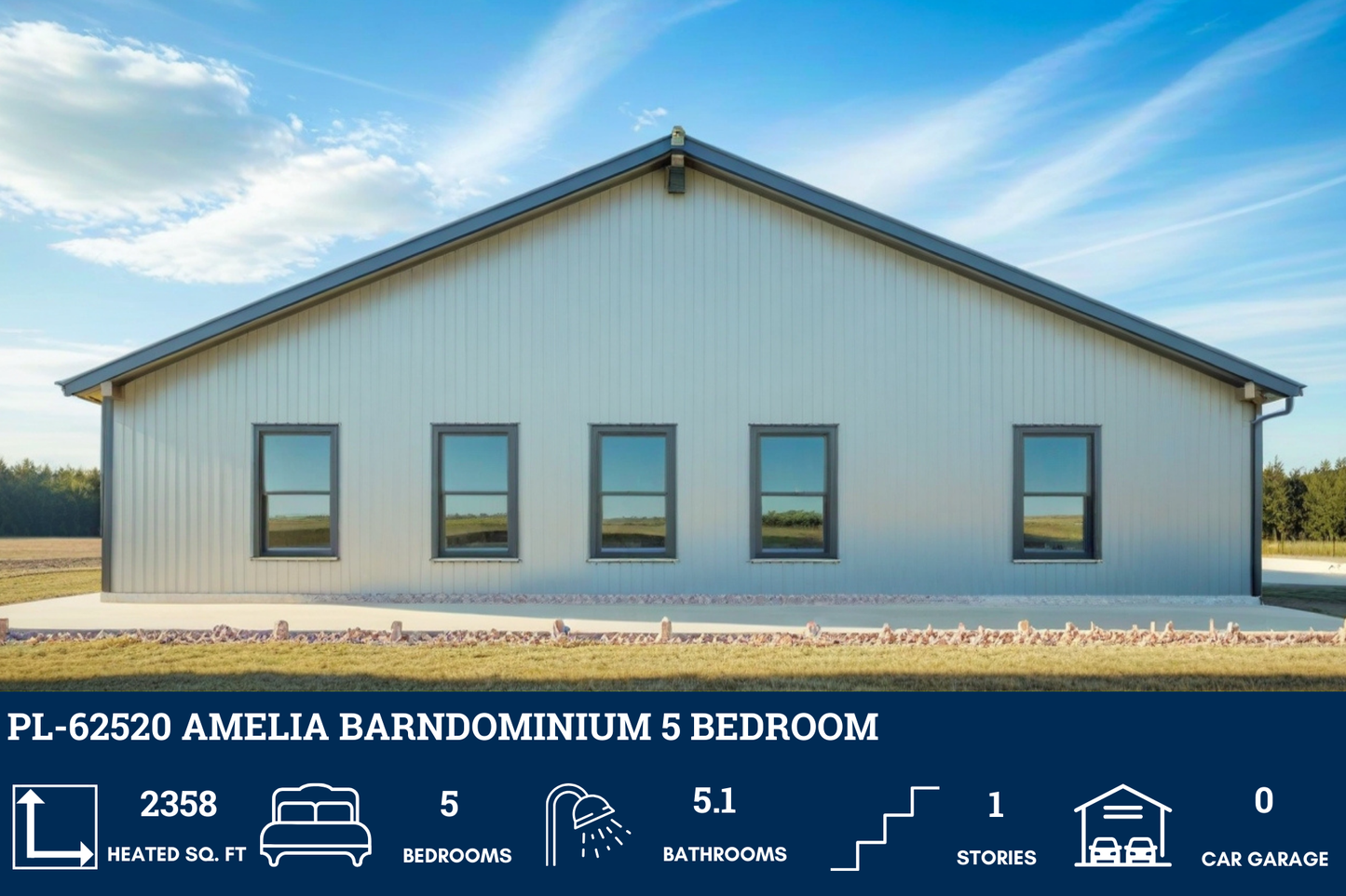 PL-62520 Amelia Barndominium House Plan