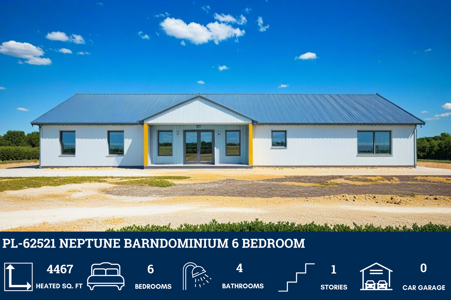 PL-62521 Neptune Barndominium House Plan