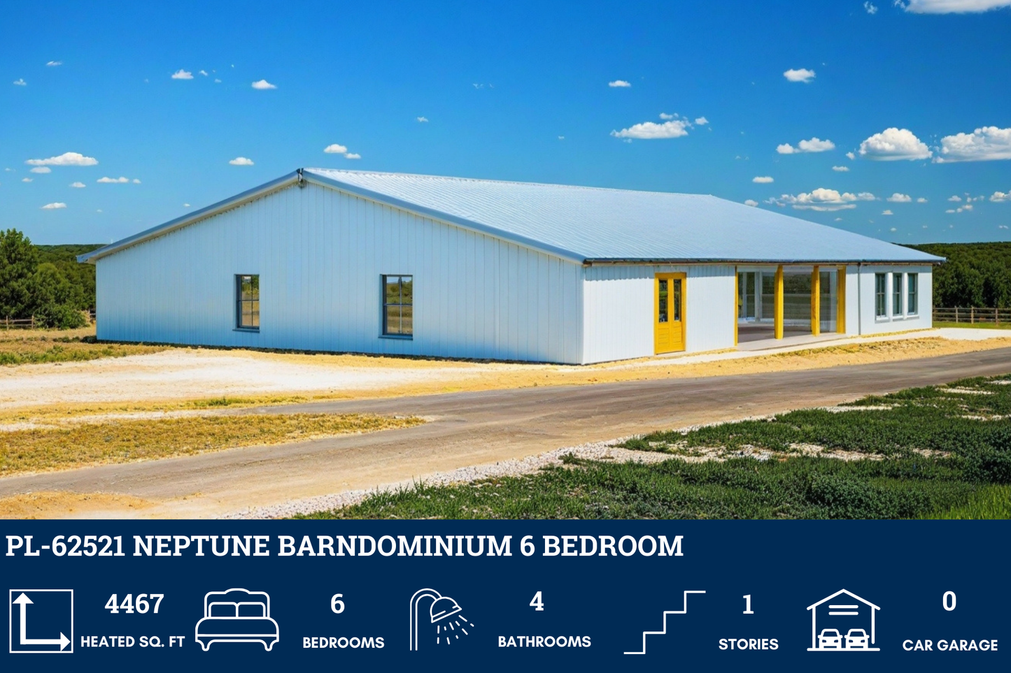 PL-62521 Neptune Barndominium House Plan