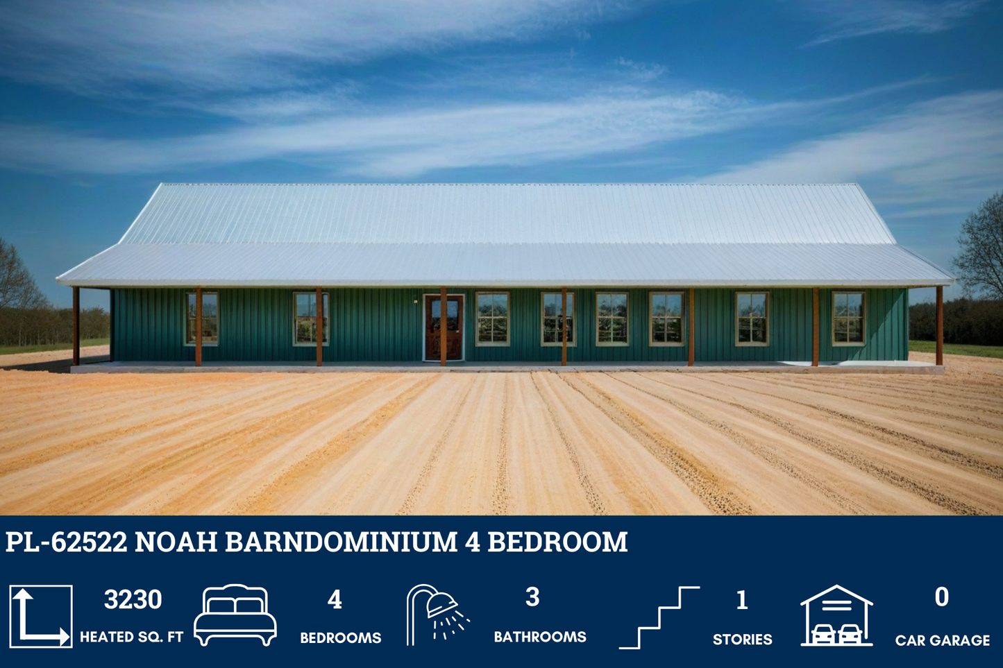 PL-62522 Noah Barndominium House Plan