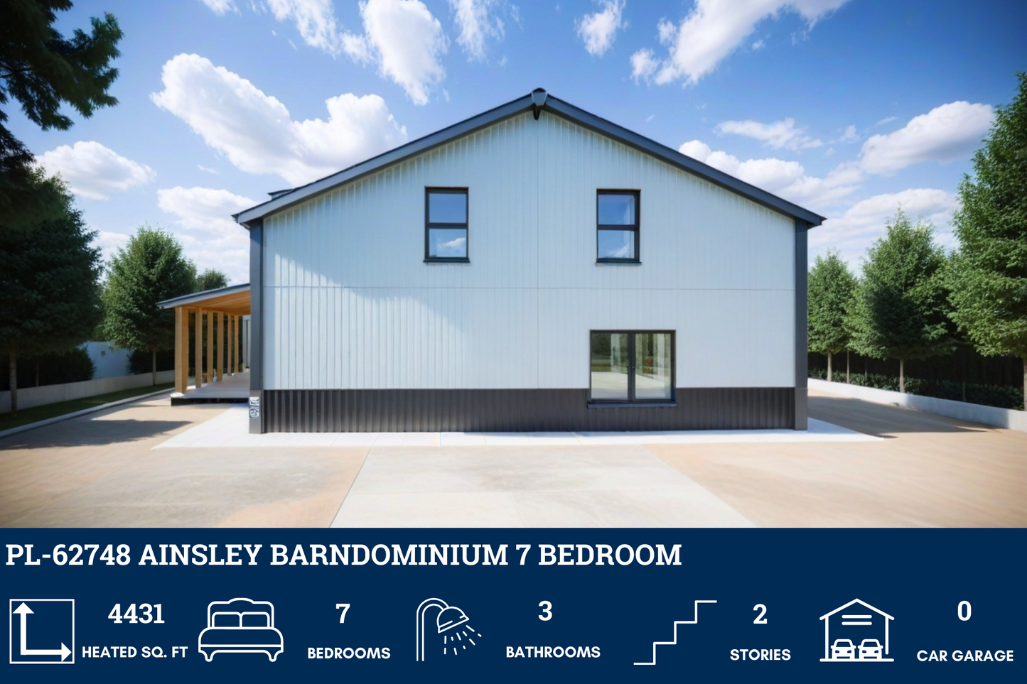 PL-62748 Ainsley Barndominium House Plan