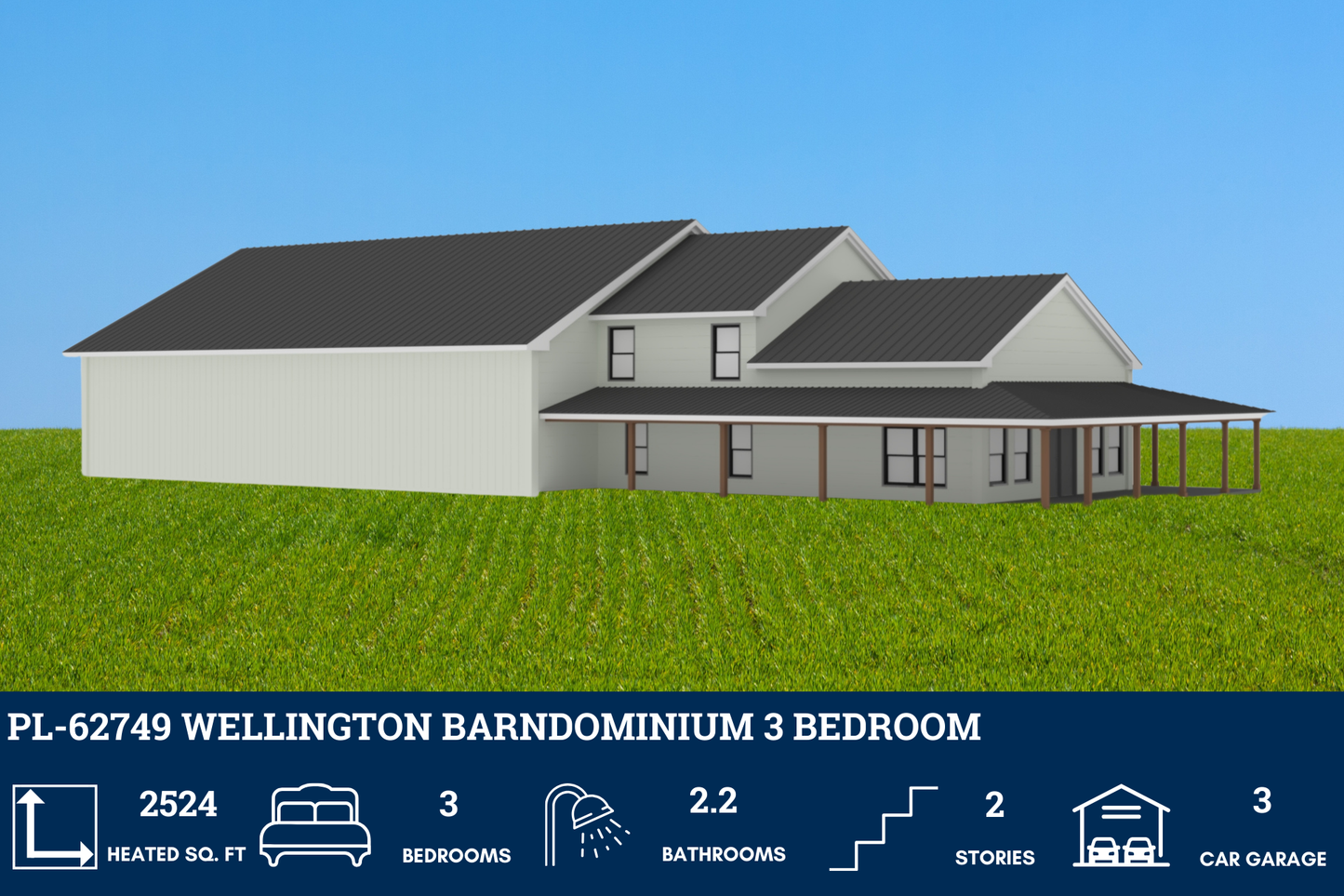 PL-62749 Wellington Barndominium House Plan