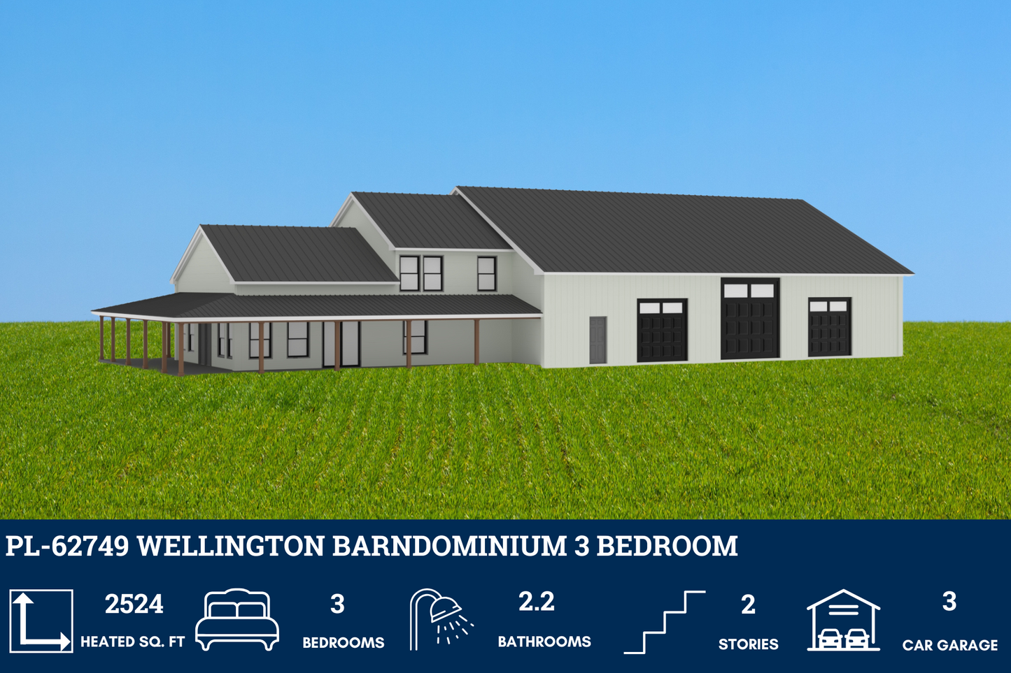 PL-62749 Wellington Barndominium House Plan