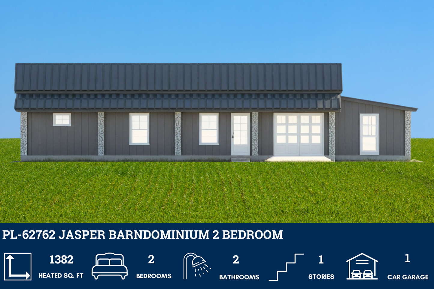 PL-62762 Jasper Barndominium House Plan