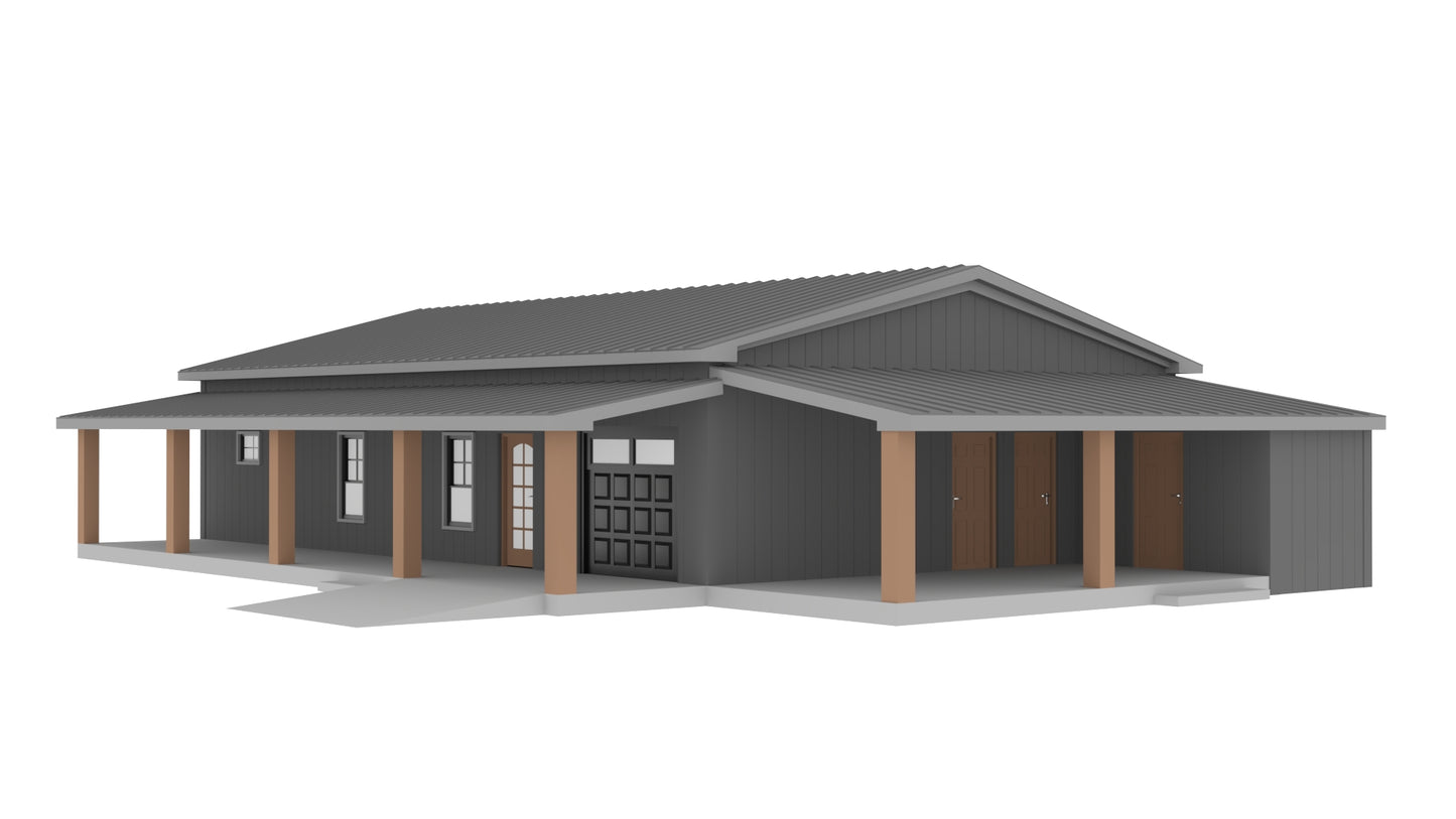 PL-62762 Jasper Barndominium House Plan