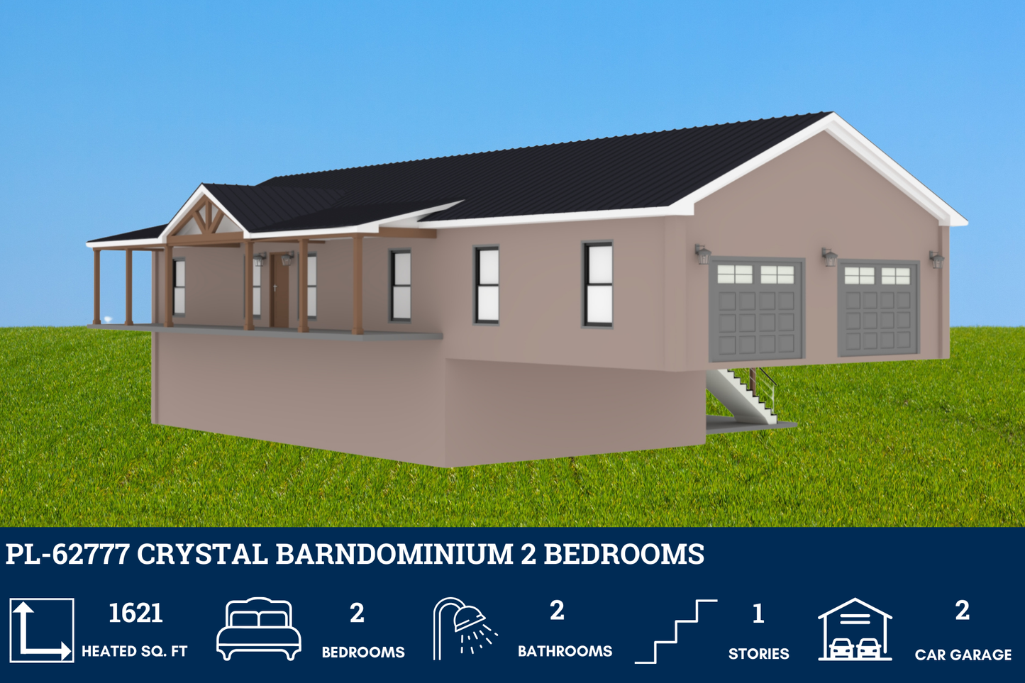 PL-62777 Crystal Barndominium House Plan
