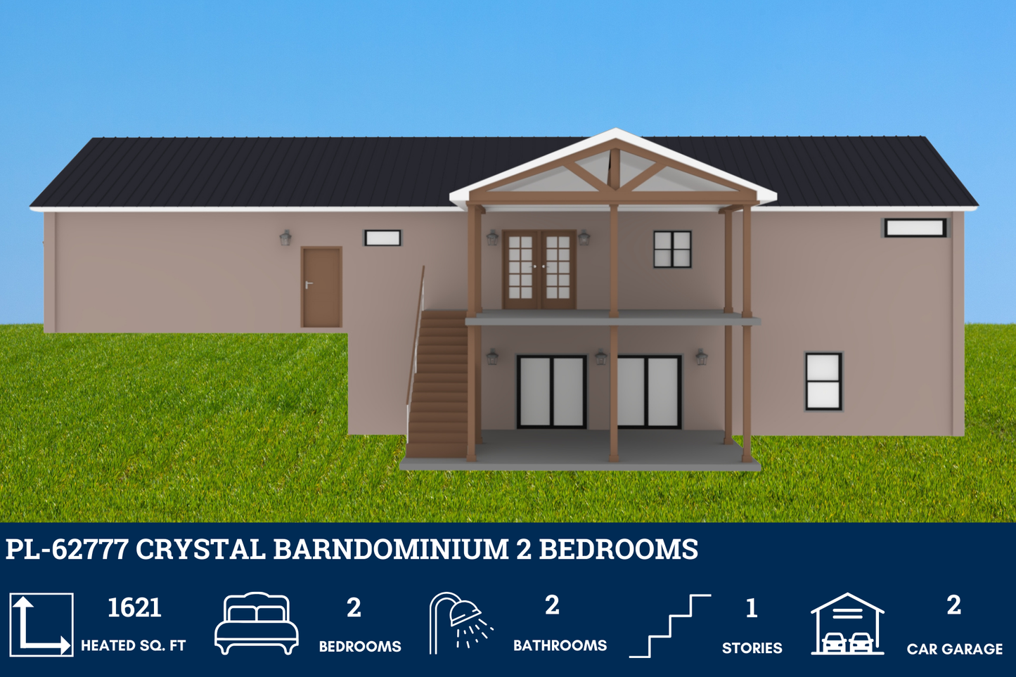 PL-62777 Crystal Barndominium House Plan