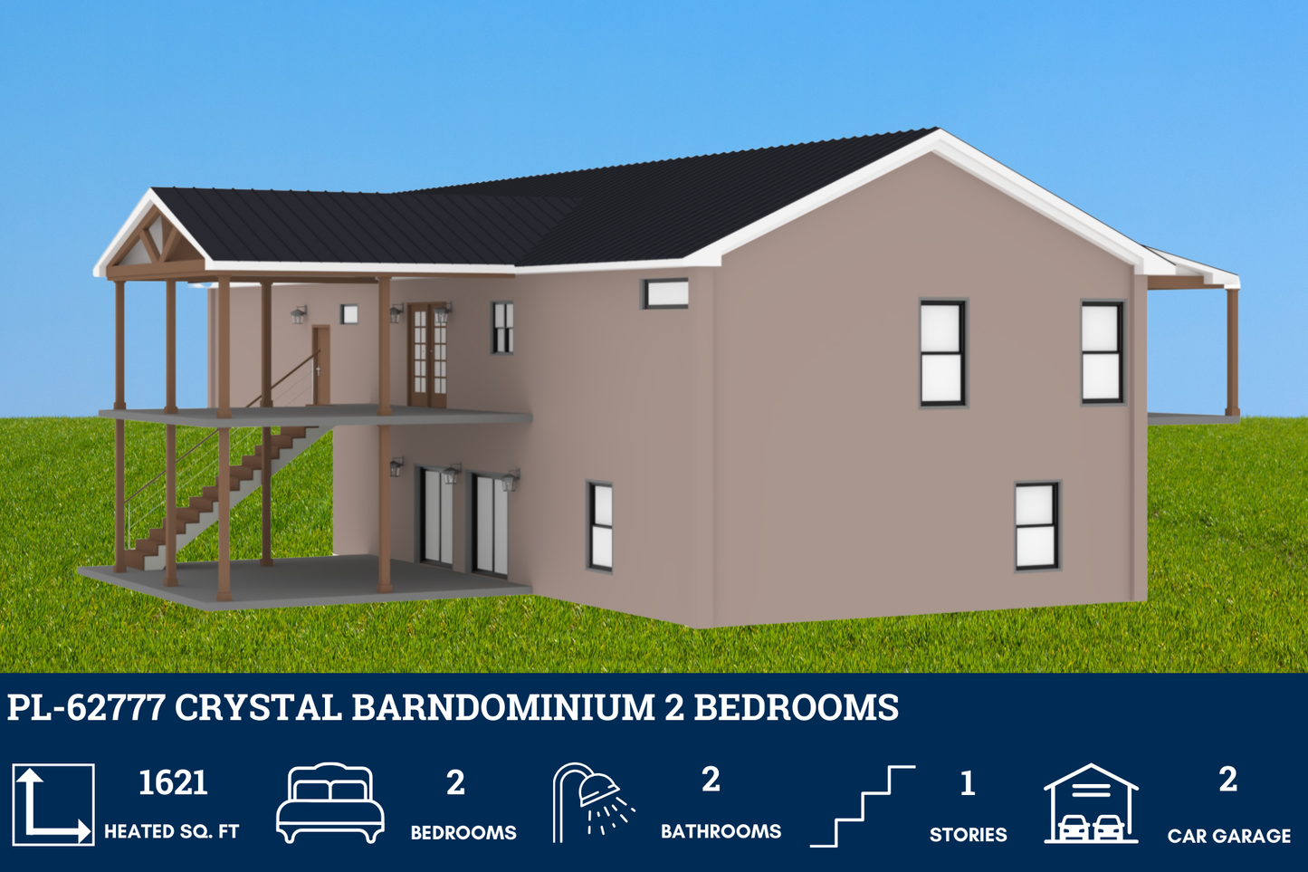 PL-62777 Crystal Barndominium House Plan