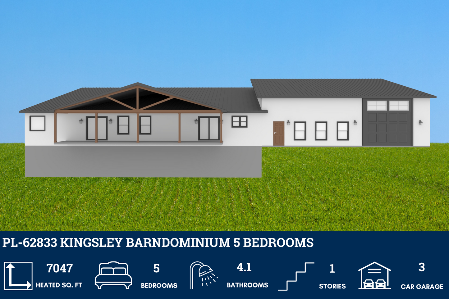 PL-62833 Kingsley Barndominium House Plan