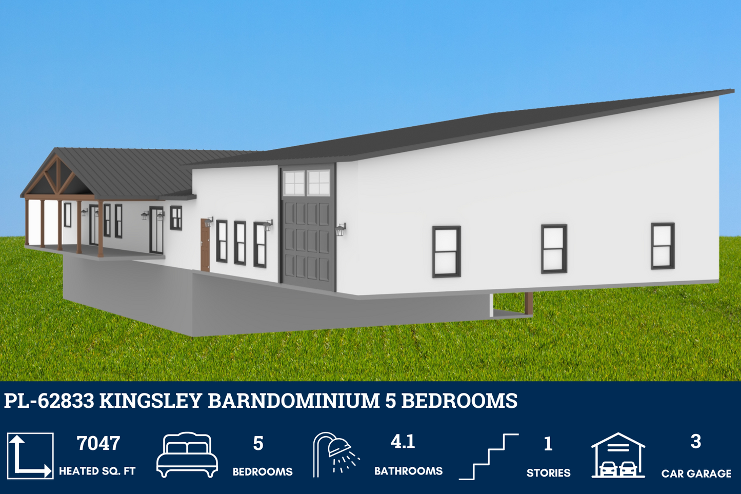 PL-62833 Kingsley Barndominium House Plan
