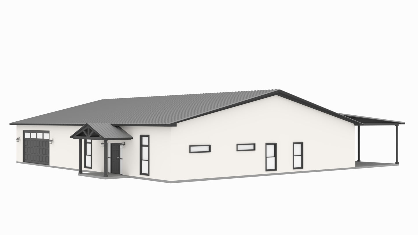 PL-62834 Edison Barndominium House Plan