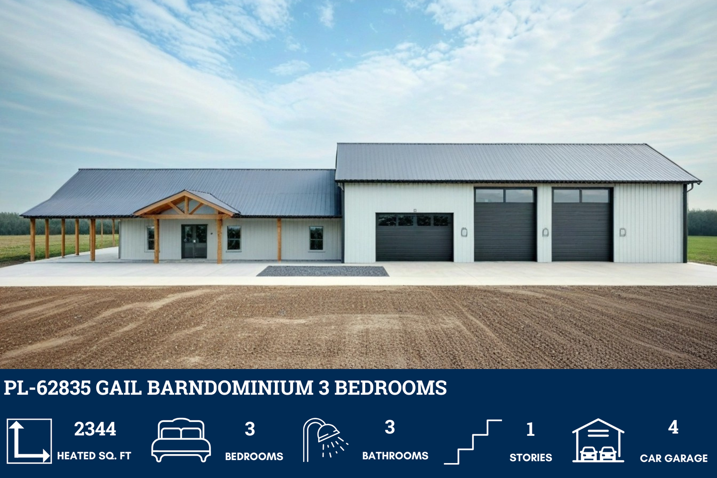PL-62835 Gail Barndominium House Plan