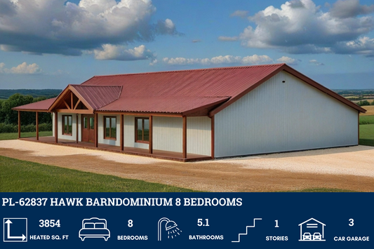 PL-62837 Hawk Barndominium House Plan