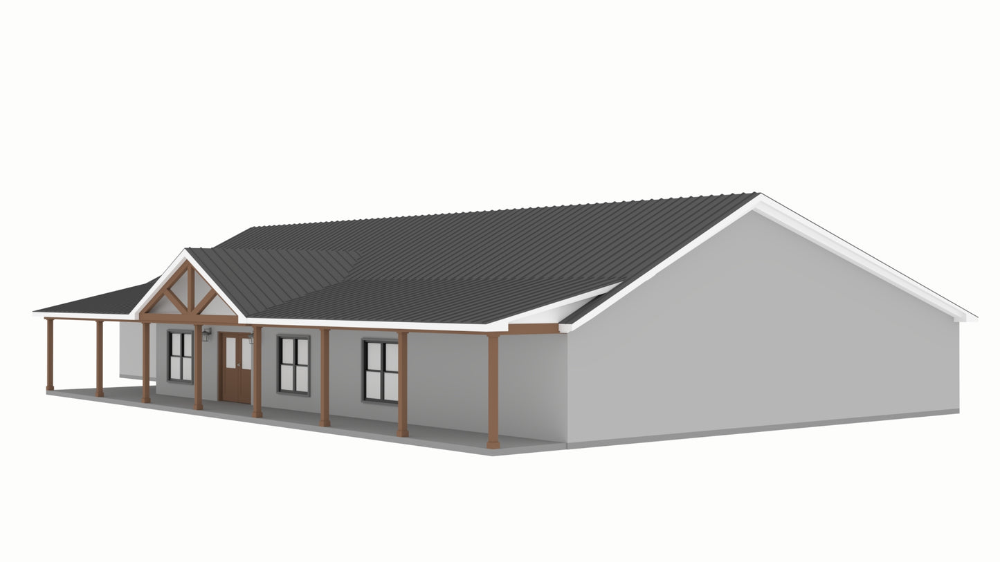 PL-62837 Hawk Barndominium House Plan