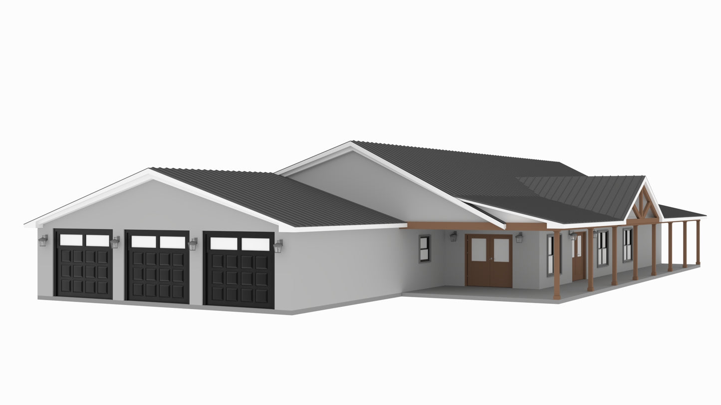 PL-62837 Hawk Barndominium House Plan