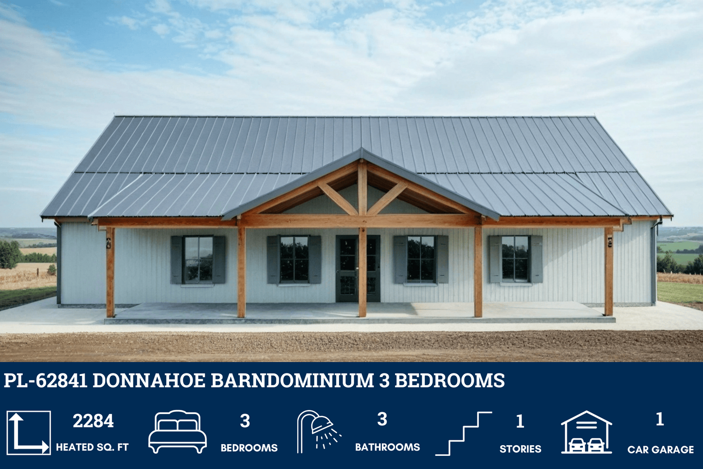 PL-62841 Donnahoe Barndominium House Plan