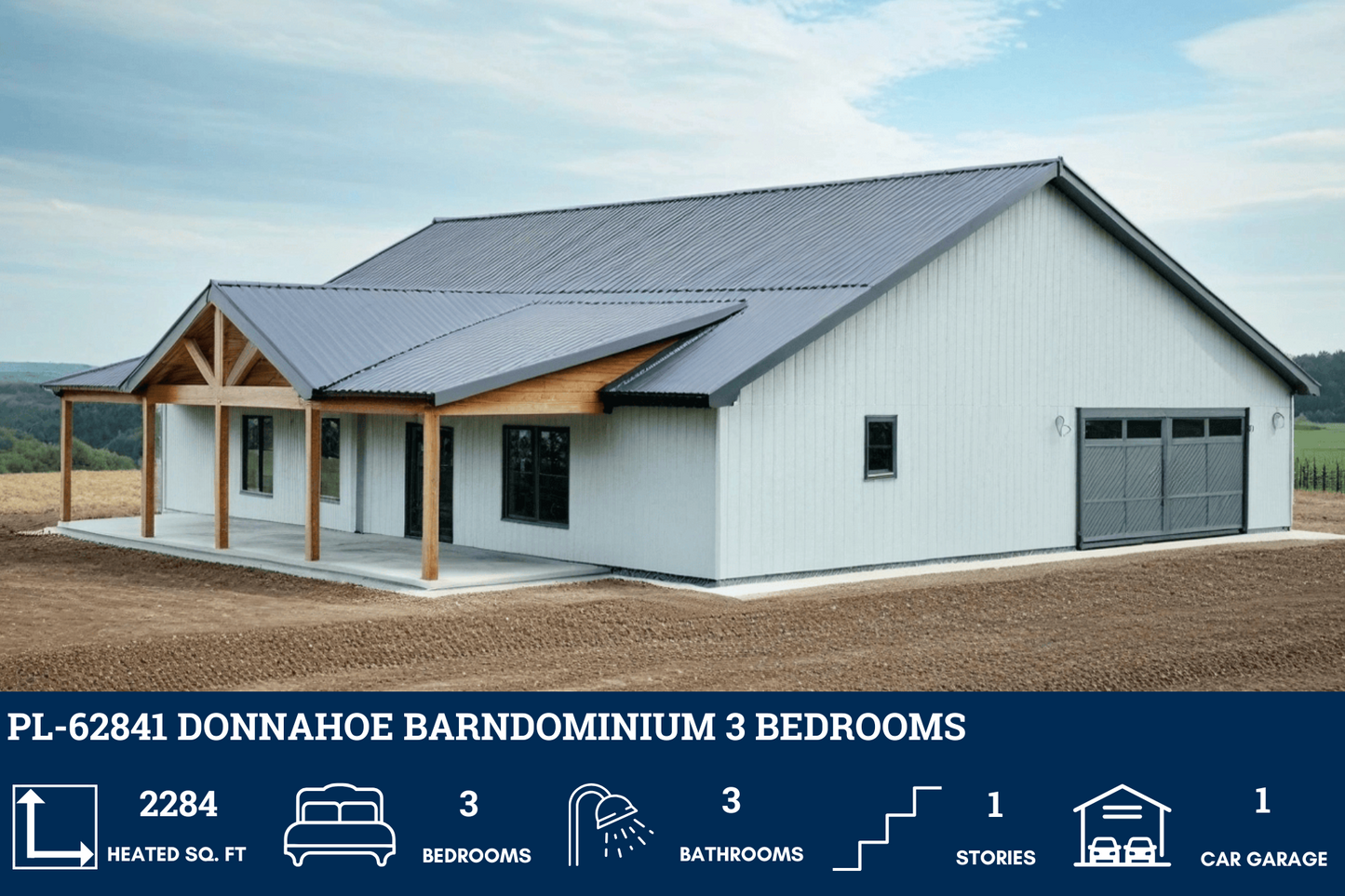 PL-62841 Donnahoe Barndominium House Plan